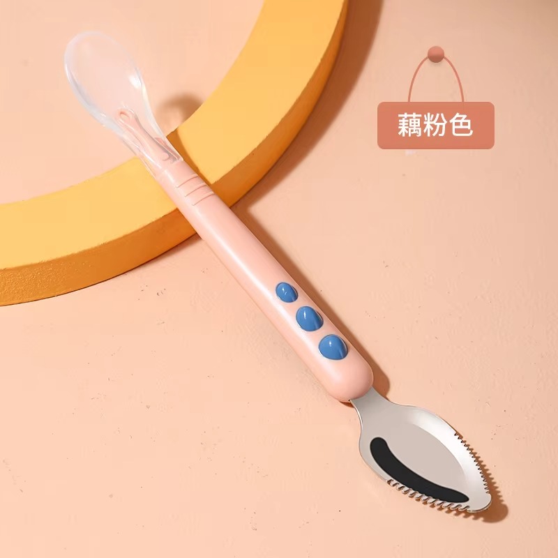 더블 헤드 베이비 스푼 실리콘 스테인레스 스틸 과일 스 - Baby Food Menu 리뷰 및 가격